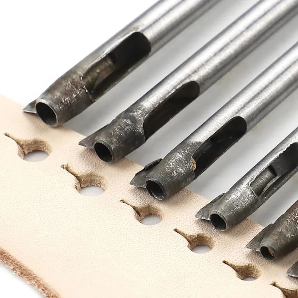 image-7size Belt Punching With Holes And Tails Hollow Hole Punch Cutter Tool 2.5mm-6mm Leather Working Tools DIY Tool Punching Leather