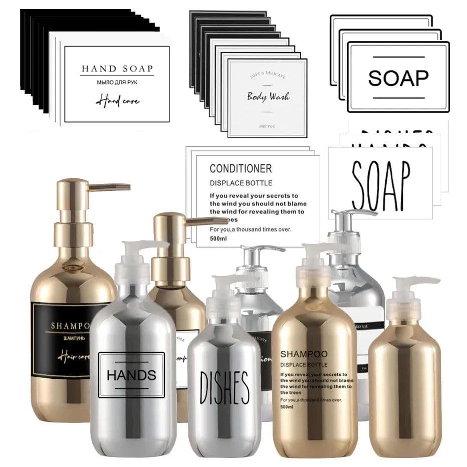 image-Silver Plating Soap Dispenser Bottle Mirror Hand Press Refillable Shampoo Body Lotion Hand Soap Dispenser Bathroom Container