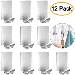 image-12/6PCS Adhesive Stainless Steel Towel Hooks Towel Racks Wall Hooks for Kitchen Bathroom Self-Adhesive Stainless Steel Hook