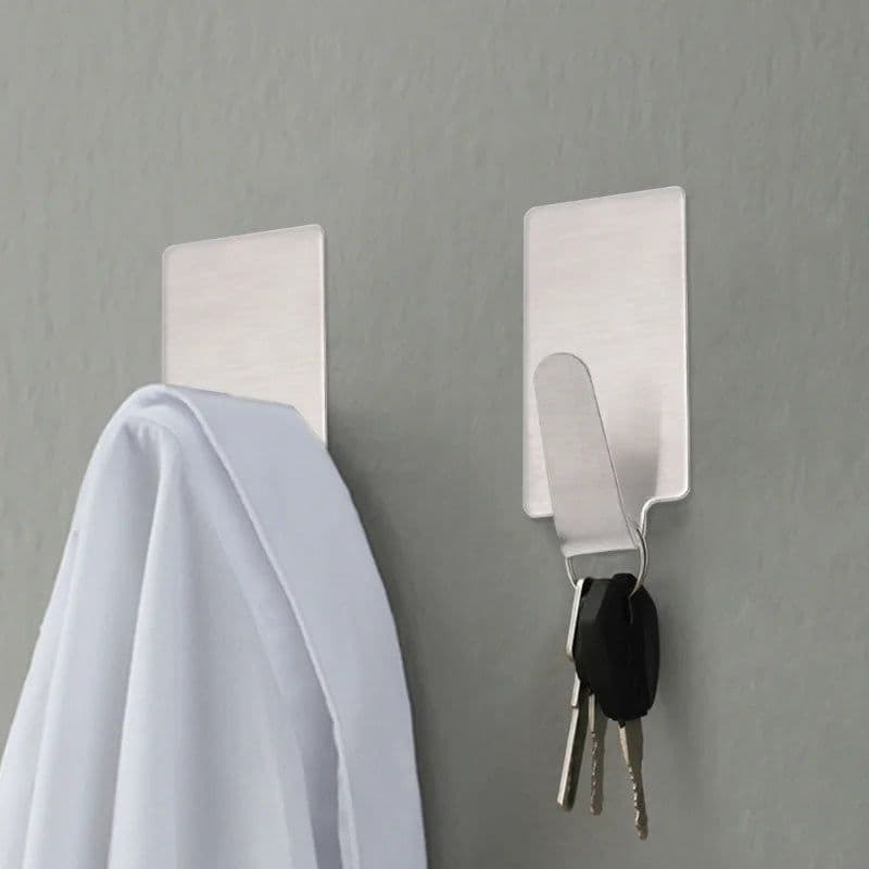 image-12/6PCS Adhesive Stainless Steel Towel Hooks Towel Racks Wall Hooks for Kitchen Bathroom Self-Adhesive Stainless Steel Hook