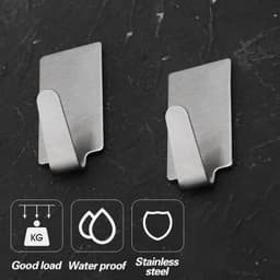 image-12/6PCS Adhesive Stainless Steel Towel Hooks Towel Racks Wall Hooks for Kitchen Bathroom Self-Adhesive Stainless Steel Hook