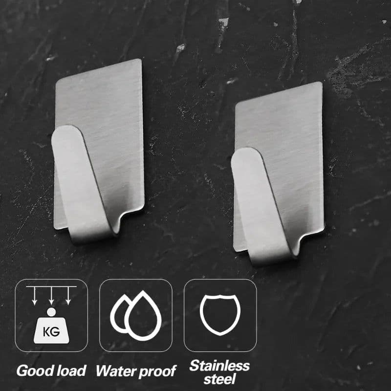 image-12/6PCS Adhesive Stainless Steel Towel Hooks Towel Racks Wall Hooks for Kitchen Bathroom Self-Adhesive Stainless Steel Hook