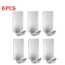 image-12/6PCS Adhesive Stainless Steel Towel Hooks Towel Racks Wall Hooks for Kitchen Bathroom Self-Adhesive Stainless Steel Hook