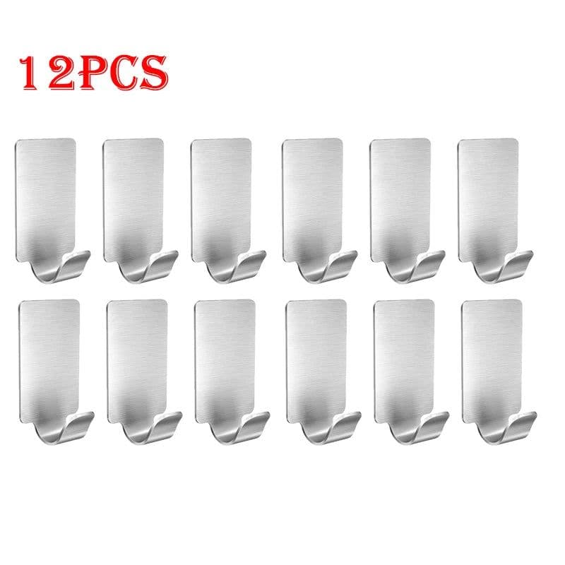 image-12/6PCS Adhesive Stainless Steel Towel Hooks Towel Racks Wall Hooks for Kitchen Bathroom Self-Adhesive Stainless Steel Hook