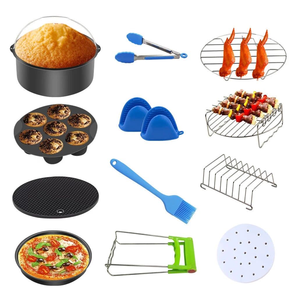 image-7 Inch/8 Inch Air Fryer Accessories Airfryer Baking Mould Non-Stick baking Basket Round For Kitchen Accessories Dropshipping