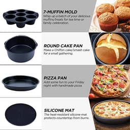 image-7 Inch/8 Inch Air Fryer Accessories Airfryer Baking Mould Non-Stick baking Basket Round For Kitchen Accessories Dropshipping