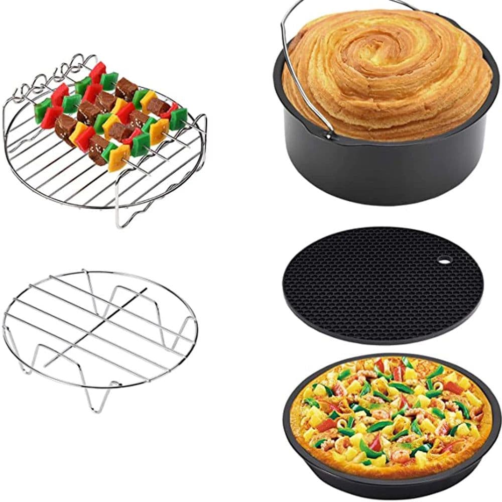 image-7 Inch/8 Inch Air Fryer Accessories Airfryer Baking Mould Non-Stick baking Basket Round For Kitchen Accessories Dropshipping