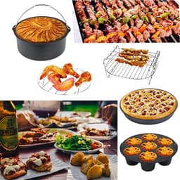 image-7 Inch/8 Inch Air Fryer Accessories Airfryer Baking Mould Non-Stick baking Basket Round For Kitchen Accessories Dropshipping