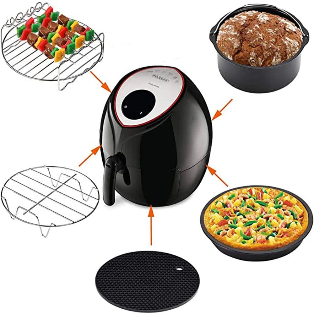 image-7 Inch/8 Inch Air Fryer Accessories Airfryer Baking Mould Non-Stick baking Basket Round For Kitchen Accessories Dropshipping