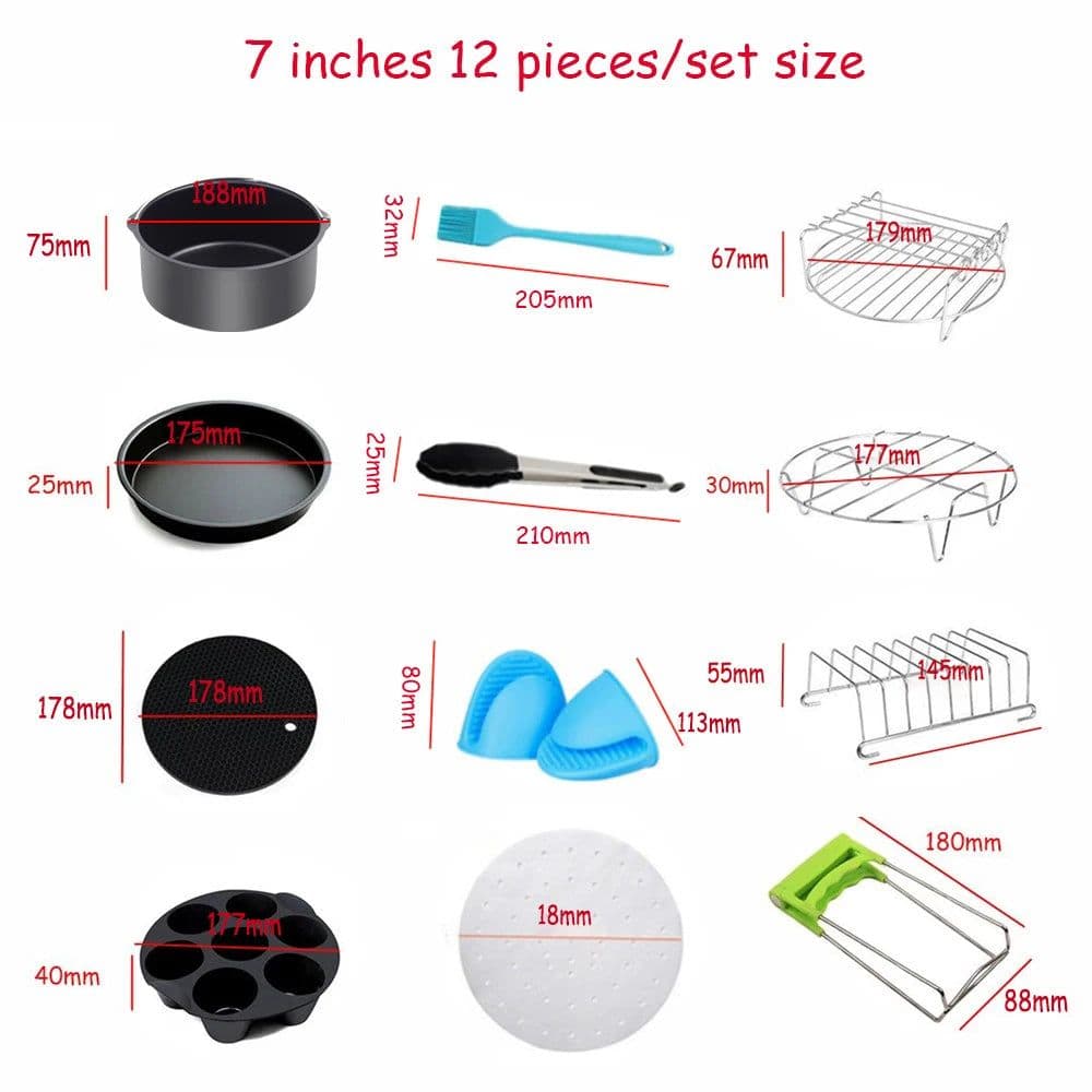 image-7 Inch/8 Inch Air Fryer Accessories Airfryer Baking Mould Non-Stick baking Basket Round For Kitchen Accessories Dropshipping