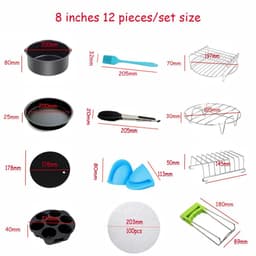 image-7 Inch/8 Inch Air Fryer Accessories Airfryer Baking Mould Non-Stick baking Basket Round For Kitchen Accessories Dropshipping