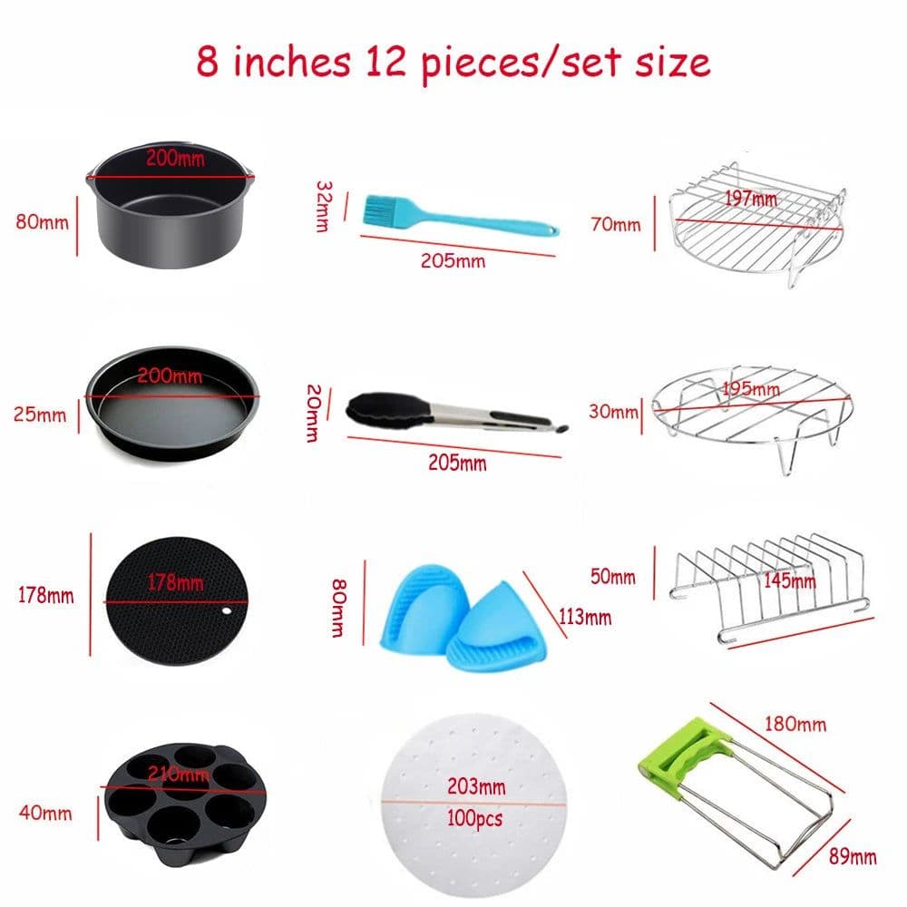 image-7 Inch/8 Inch Air Fryer Accessories Airfryer Baking Mould Non-Stick baking Basket Round For Kitchen Accessories Dropshipping