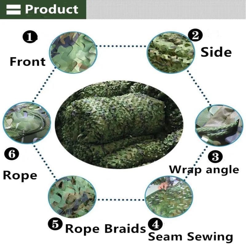 image-4x5m 2x3m Military Camouflage Net Camo Netting Army Nets Shade Mesh Hunting Garden Car Outdoor Camping Sun Shelter Tent