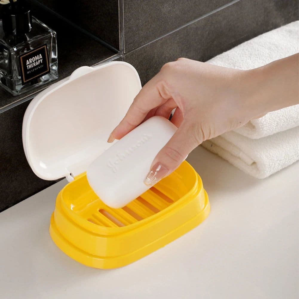 image-Plastic Bathroom Shower Soap Box Tray Dish Storage Holder Plate Home Travel Soap Protector Case Shower Soap Box For Travel