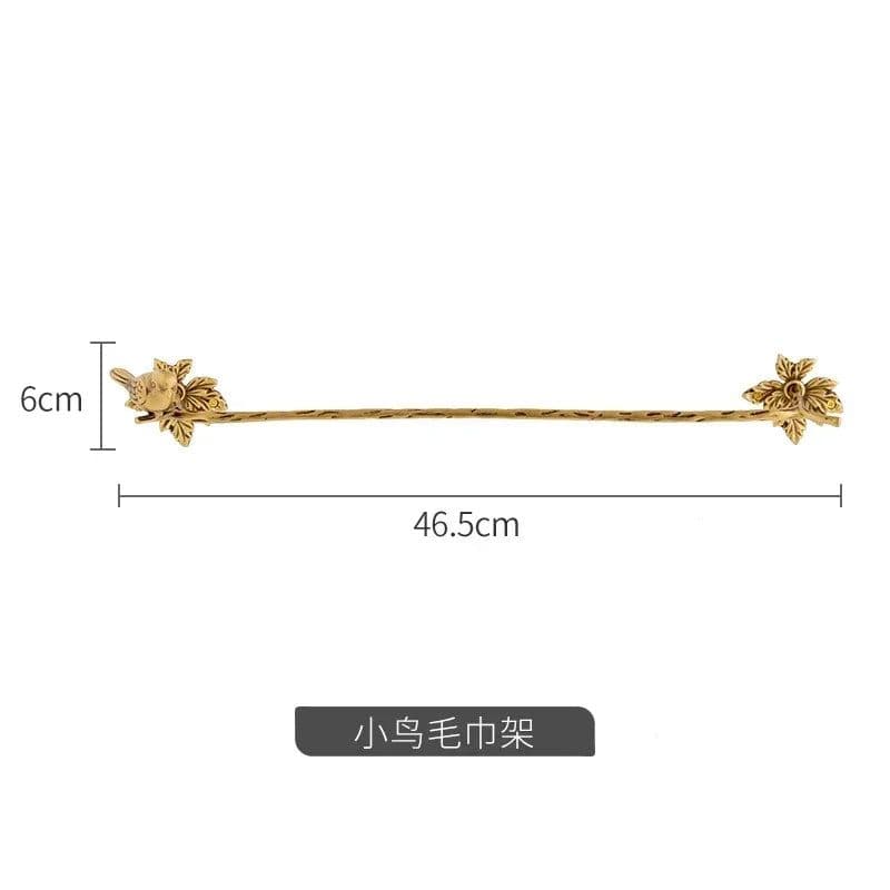 image-Luxury All-Copper Bathroom Accessories Retro Brass Bird Towel Ring Clear Texture Punch-Free Towel Holder Antique Bathroom