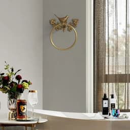 image-Luxury All-Copper Bathroom Accessories Retro Brass Bird Towel Ring Clear Texture Punch-Free Towel Holder Antique Bathroom
