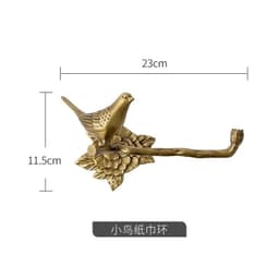 image-Luxury All-Copper Bathroom Accessories Retro Brass Bird Towel Ring Clear Texture Punch-Free Towel Holder Antique Bathroom