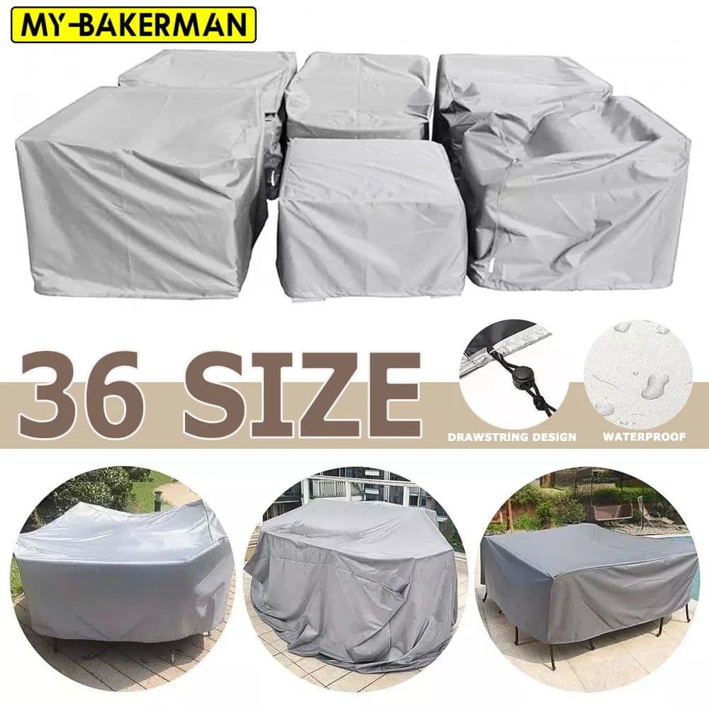 image-outdoor patio garden Waterproof cover furniture cover rain and snow chair cover sofa table and chair dust cover multi size
