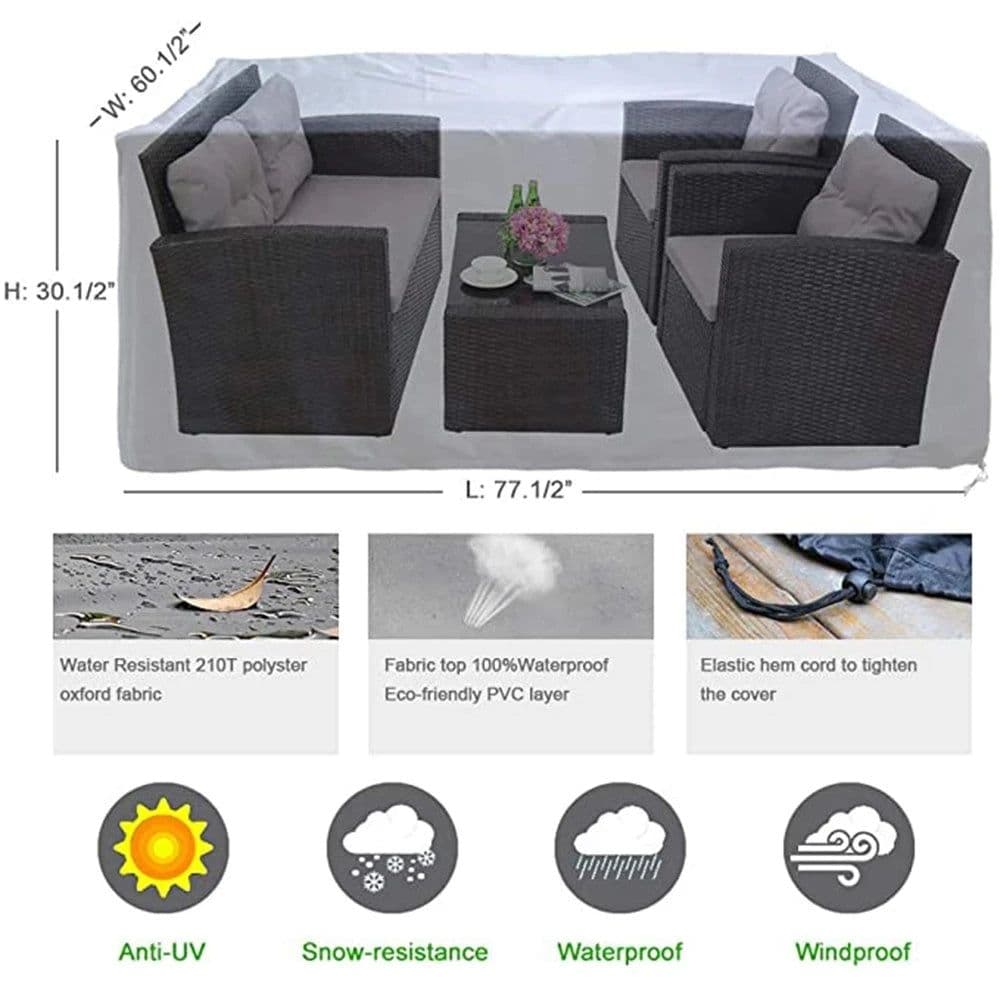 image-Waterproof Garden Furniture Covers, Rain and Snow Chair Covers, Outdoor, Patio, Garden, Sofa, Table, Dust Proof, Black, 72 Sizes