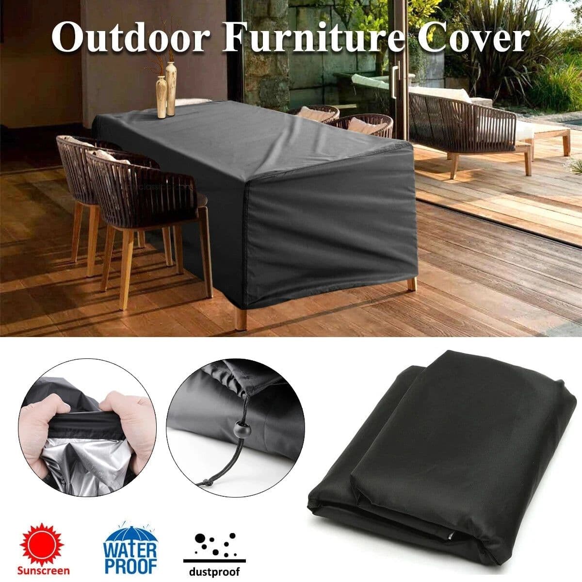 image-Small size Waterproof Outdoor Patio Garden Furniture Covers Rain Snow Chair covers for Sofa Table Chair Dust Proof Cover