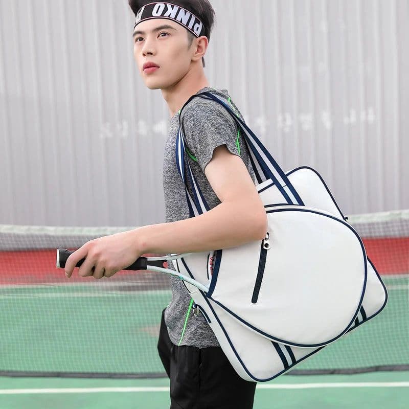 image-Men's Tennis Bag Light Portable Tenis Racket Single Shoulder Bags Waterproof Fabric Blue White Laptop Tenis Squash Padel Handbag