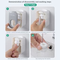 image-Automatic Toothpaste Dispenser Squeezers Toothpaste Tooth Dust-proof Toothbrush Holder Wall Mount Stand Bathroom Accessories Set