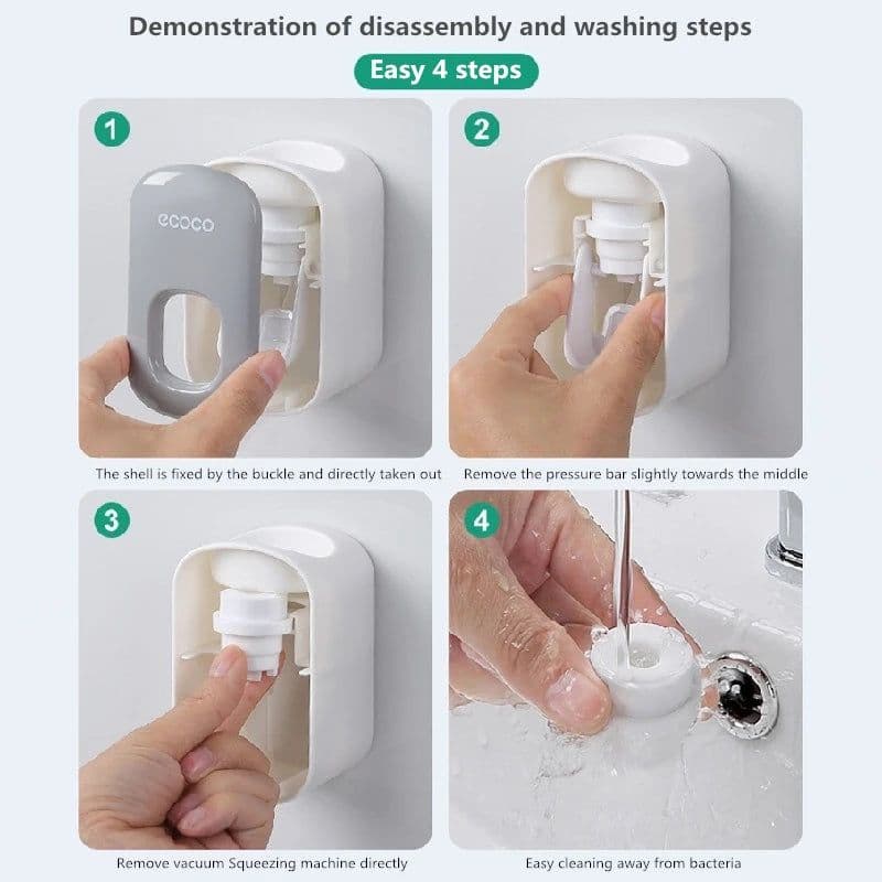 image-Automatic Toothpaste Dispenser Squeezers Toothpaste Tooth Dust-proof Toothbrush Holder Wall Mount Stand Bathroom Accessories Set