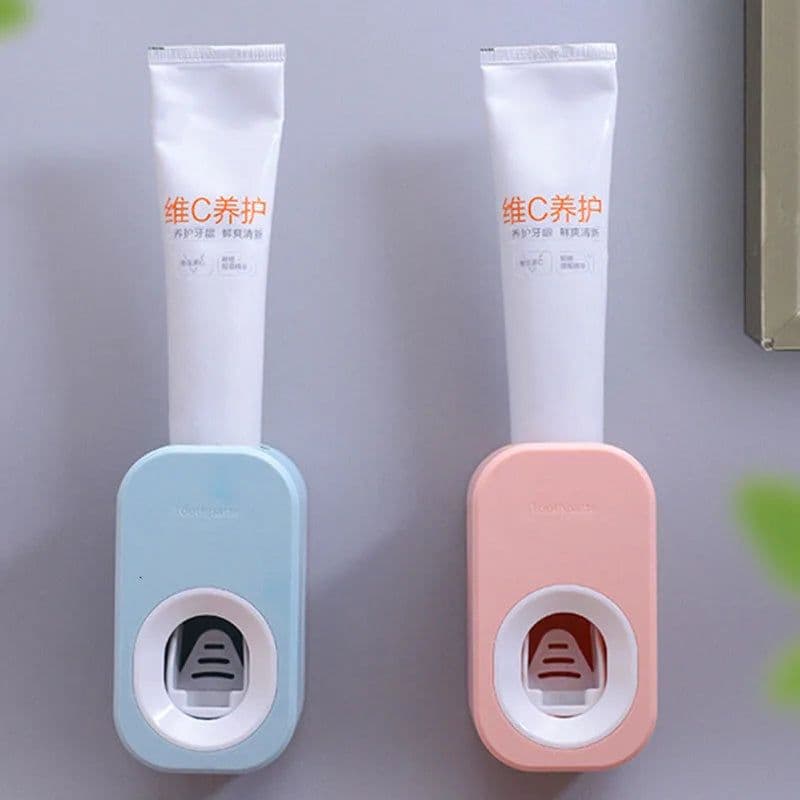 image-Automatic Toothpaste Dispenser Squeezers Toothpaste Tooth Dust-proof Toothbrush Holder Wall Mount Stand Bathroom Accessories Set