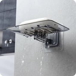 image-Soap Rack No Drilling Wall Mounted Double Layer Soap Holder Soap Sponge Dish Bathroom Accessories Soap Dishes Self Adhesive