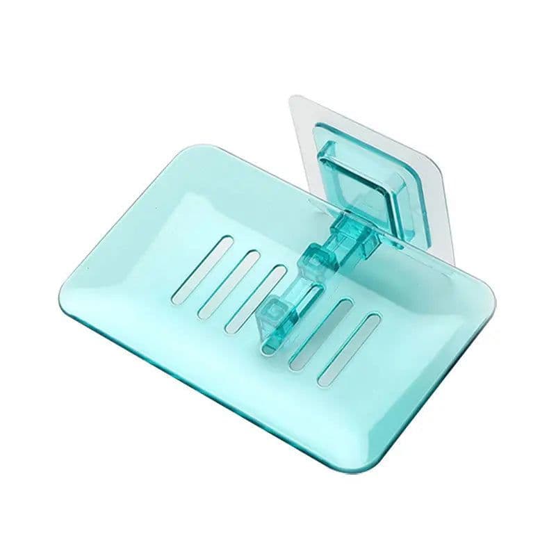 image-Soap Rack No Drilling Wall Mounted Double Layer Soap Holder Soap Sponge Dish Bathroom Accessories Soap Dishes Self Adhesive