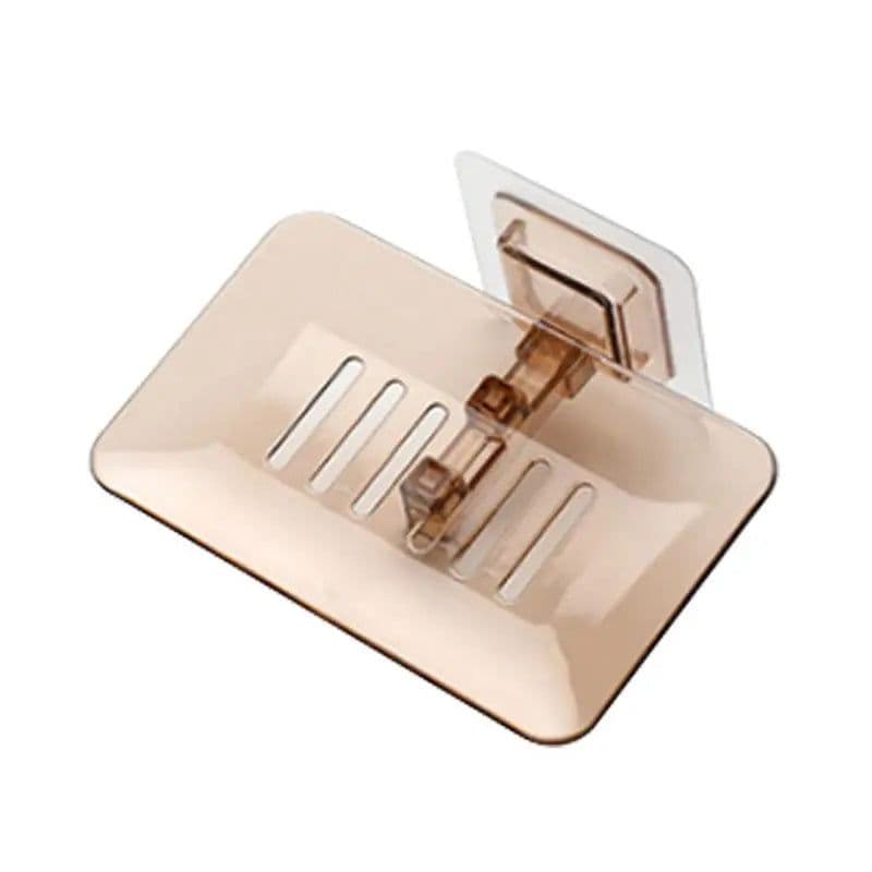 image-Soap Rack No Drilling Wall Mounted Double Layer Soap Holder Soap Sponge Dish Bathroom Accessories Soap Dishes Self Adhesive