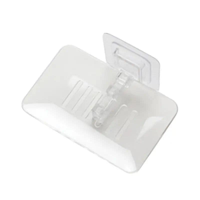 image-Soap Rack No Drilling Wall Mounted Double Layer Soap Holder Soap Sponge Dish Bathroom Accessories Soap Dishes Self Adhesive