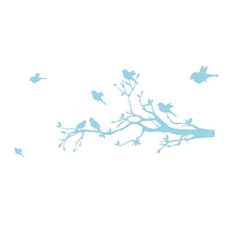 image-Large Size Tree Branch With 10 Birds Vinyl Wall Sticker DIY Creative Removable Wall Decals Living Room Decorative Home Art Mural
