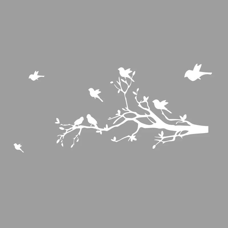 image-Large Size Tree Branch With 10 Birds Vinyl Wall Sticker DIY Creative Removable Wall Decals Living Room Decorative Home Art Mural