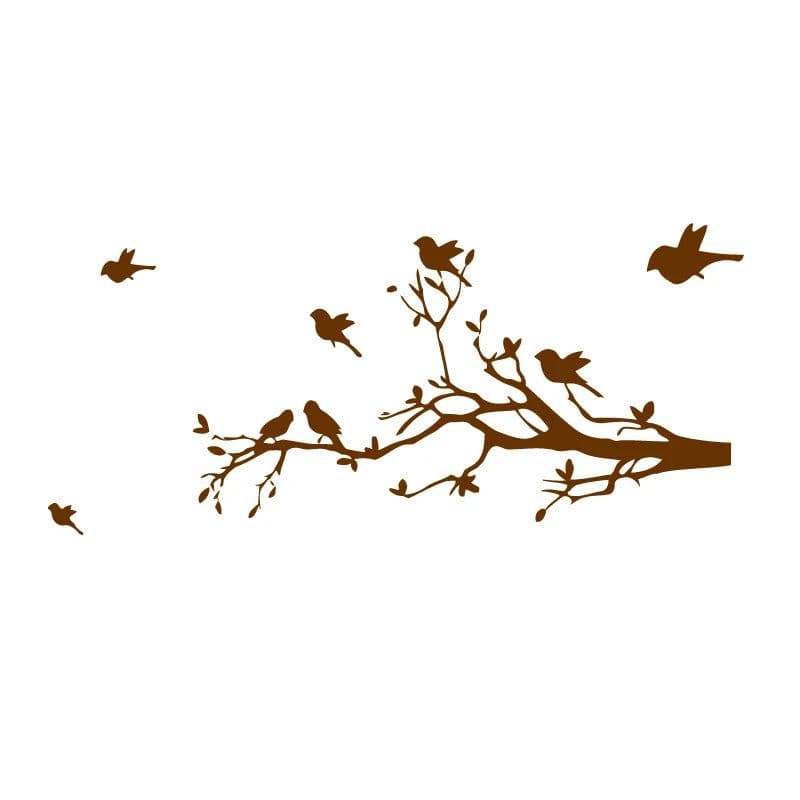 image-Large Size Tree Branch With 10 Birds Vinyl Wall Sticker DIY Creative Removable Wall Decals Living Room Decorative Home Art Mural