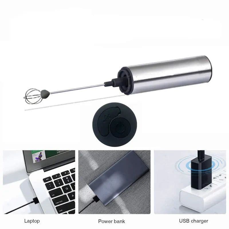 image-Mini Portable USB Rechargeable Electric Milk Frother Foam Maker Handheld Foamer High Speeds Drink Mixer Frothing Wand for Coffee
