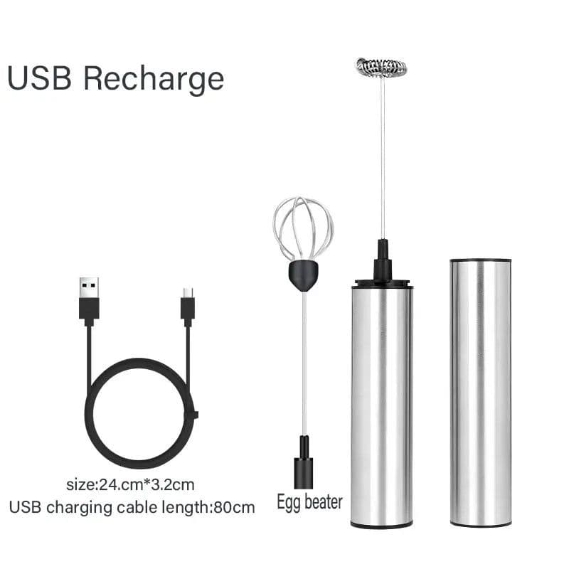 image-Mini Portable USB Rechargeable Electric Milk Frother Foam Maker Handheld Foamer High Speeds Drink Mixer Frothing Wand for Coffee