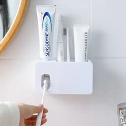 image-2 In 1 Toothpaste Dispenser With Toothbrush Holder Wall Mount Automatic Tooth Paste Squeezer Bath Organizer Bathroom Accessories