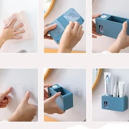 image-2 In 1 Toothpaste Dispenser With Toothbrush Holder Wall Mount Automatic Tooth Paste Squeezer Bath Organizer Bathroom Accessories