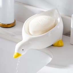 image-1PC Yellow Duck Shape Soap Box Cartoon Soap Dish Drainable Soap Holder Soap Container Soap Dish For Tray Bathroom Accessories