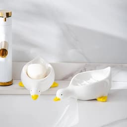 image-1PC Yellow Duck Shape Soap Box Cartoon Soap Dish Drainable Soap Holder Soap Container Soap Dish For Tray Bathroom Accessories