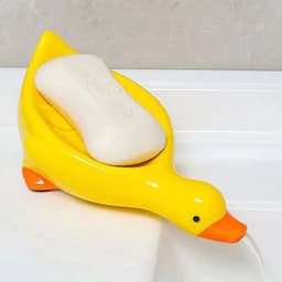 image-1PC Yellow Duck Shape Soap Box Cartoon Soap Dish Drainable Soap Holder Soap Container Soap Dish For Tray Bathroom Accessories