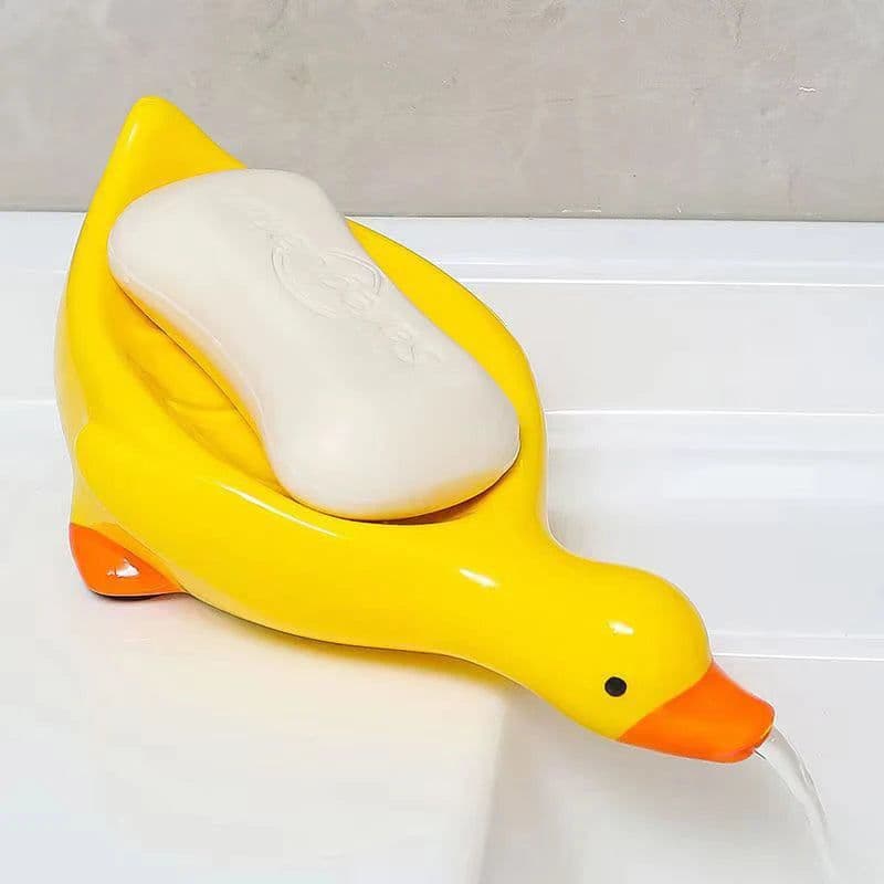 image-1PC Yellow Duck Shape Soap Box Cartoon Soap Dish Drainable Soap Holder Soap Container Soap Dish For Tray Bathroom Accessories