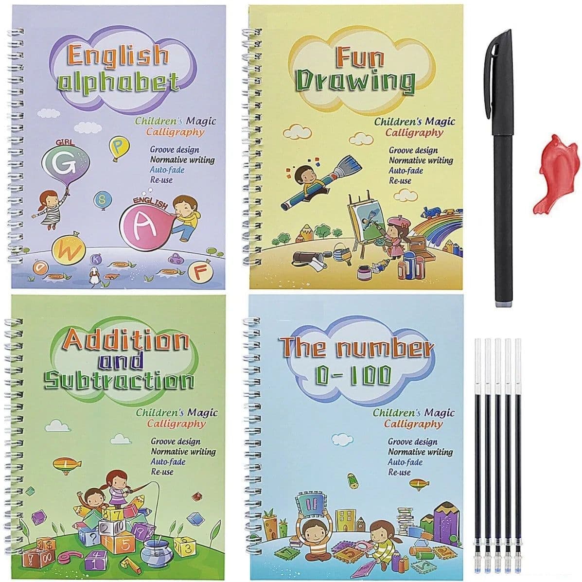 image-4 Books Reusable Copybook for Calligraphy Children's Favorite Copy Color Picture Book Learning Will Be Fun English Lettering Toy