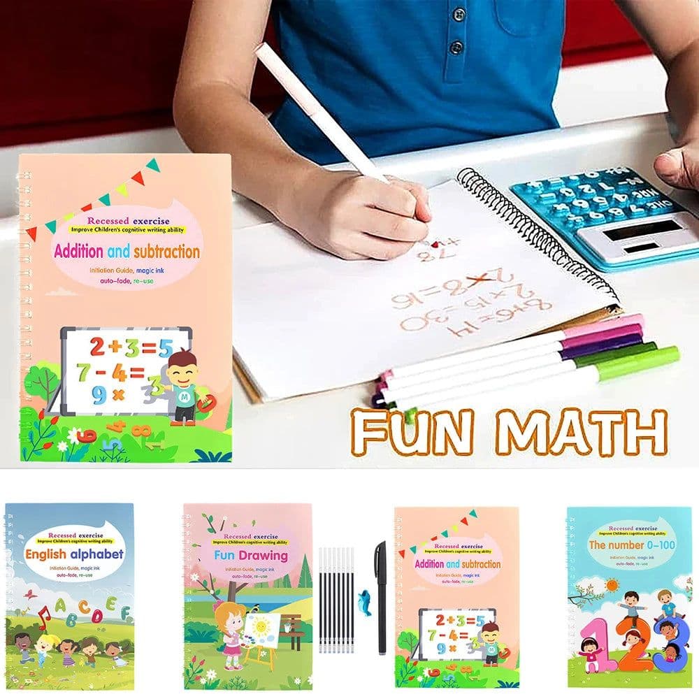 image-4 Books Reusable Copybook for Calligraphy Children's Favorite Copy Color Picture Book Learning Will Be Fun English Lettering Toy