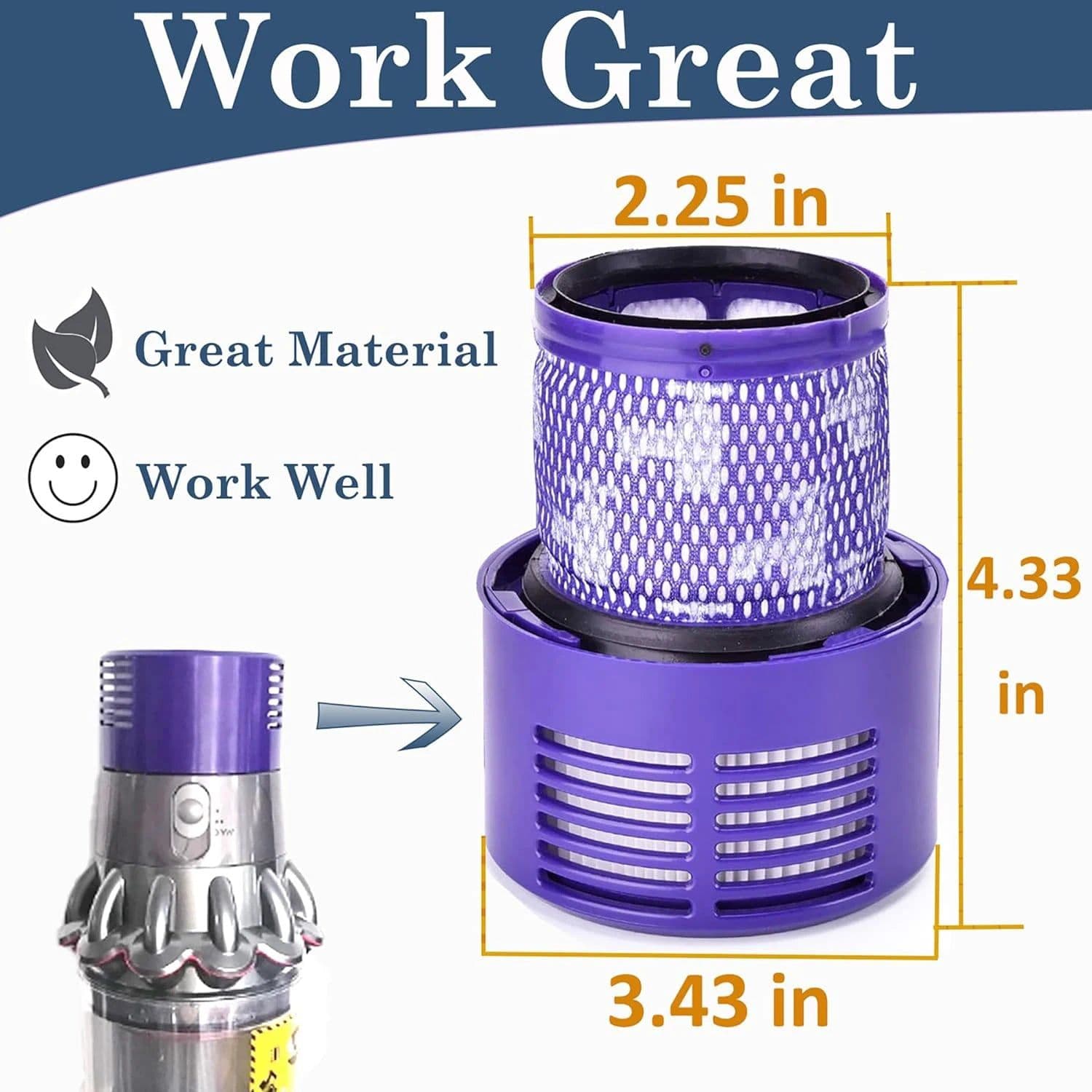image-Replacement Hepa Filter Fit For Dyson SV12, Dyson V10 Cyclone Series, V10 Absolute, V10 Animal, V10 Total Clean Vacuum Parts