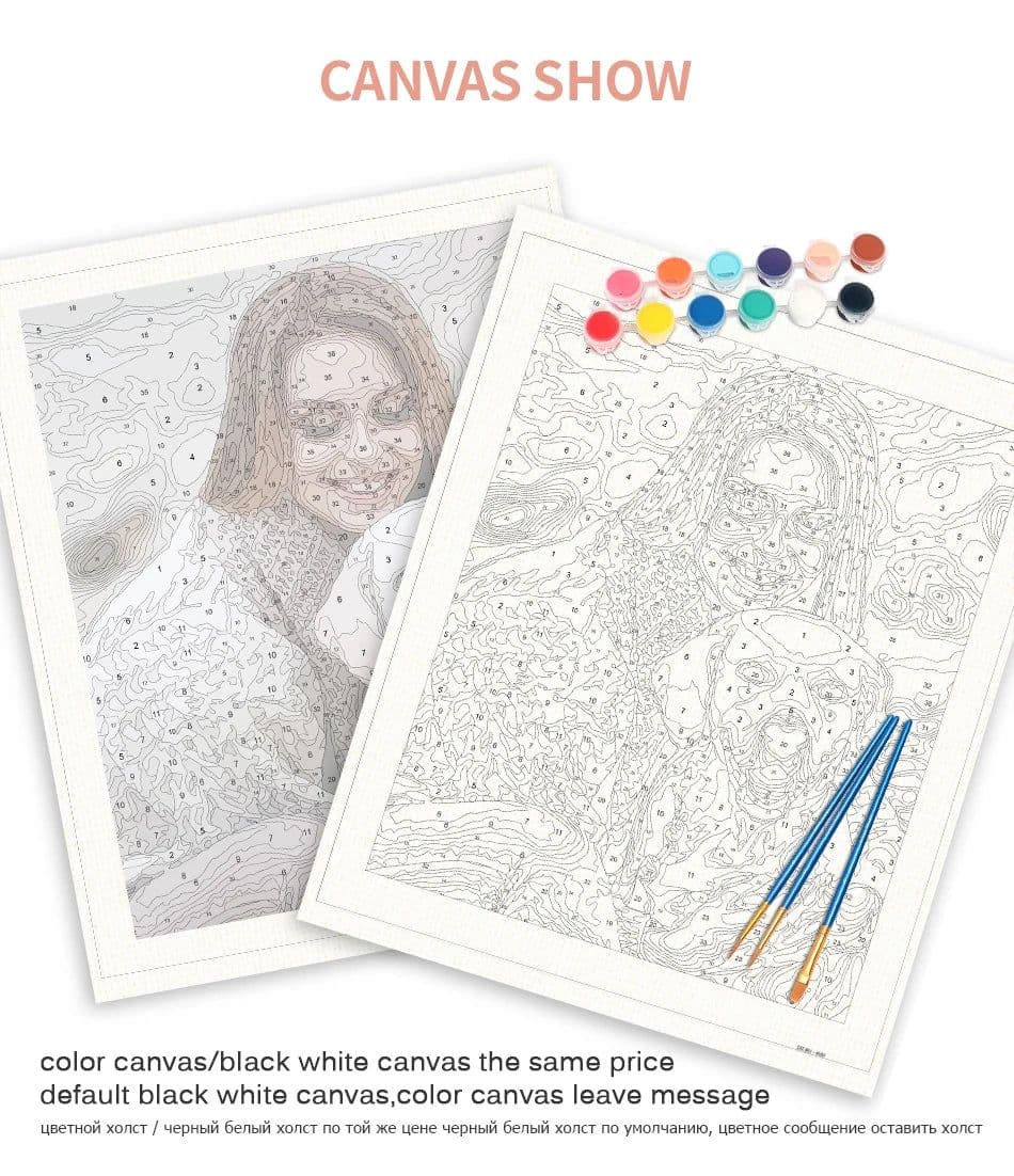 image-RUOPOTY 24/36/48 Customized DIY Paint By Numbers With Frame Photo Custom Coloring By Numbers Diy Gift Landscape Animals Photo
