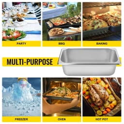 image-VEVOR Buffet Chafing Dishes 8.5L-20.5L Gastronorm Pans Steam Table Pans Tray Stainless Steel Food Container for Party BBQ Baking