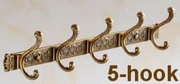 image-Hotaan Antique Brass Robe Hook Wall Mount Towel Holder Bathroom Accessories Organizer Luxury Clothes Hook Rack YT-3012