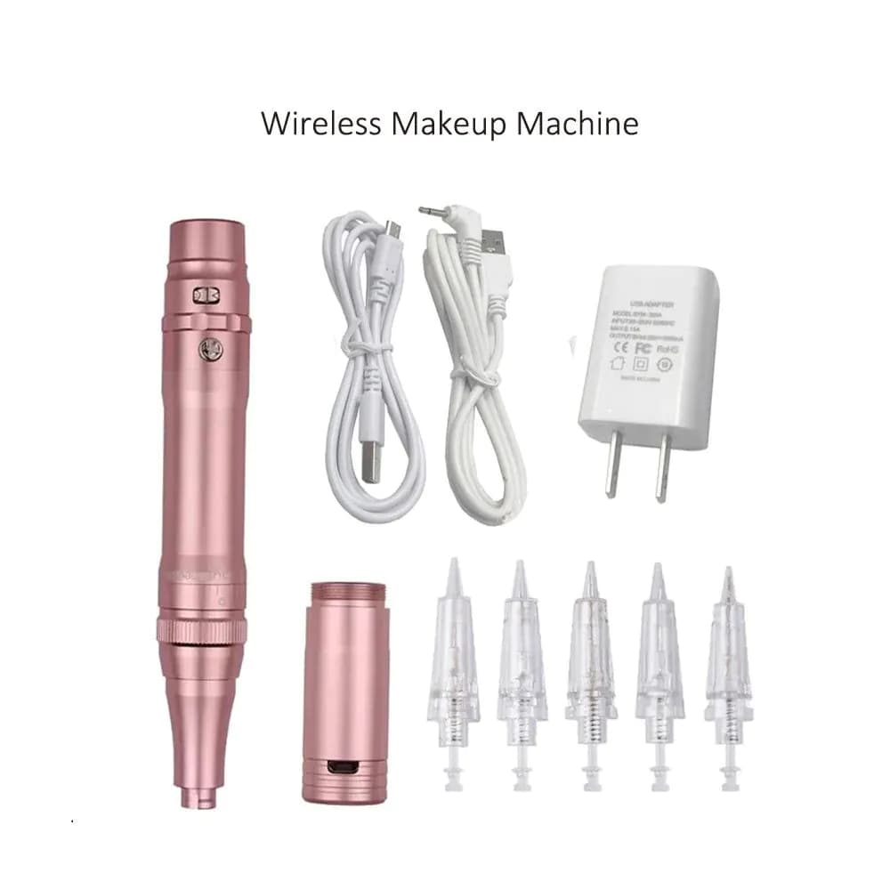 image-Rose Gold Professional Dermograph Wireless Permanent Makeup Machine Pen Beauty Eyebrow Tattoo Machine